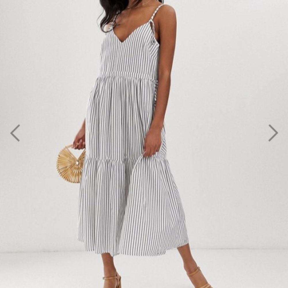 NWT ASOS tiered cami striped maxi dress